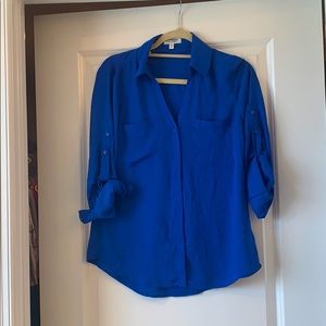 Royal blue button up top Express